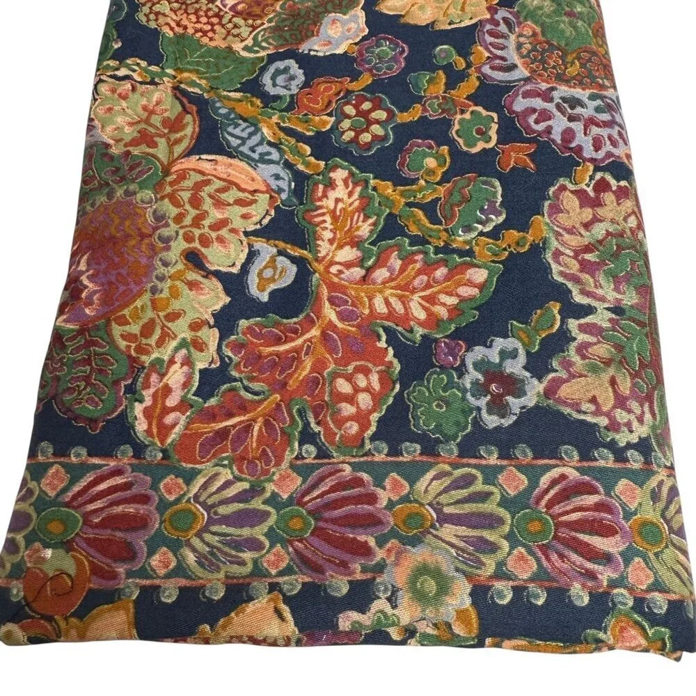 Floral Leaf Shower Curtain 100% Cotton Navy Blue Multicolor by Creative Bath